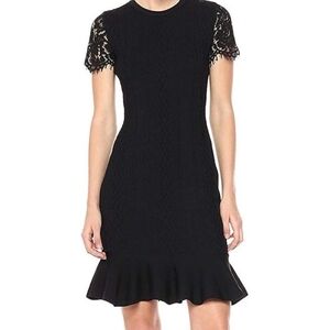 Julia Jordan Elegant Black Lace Sleeve Sweater Dress, Size Small